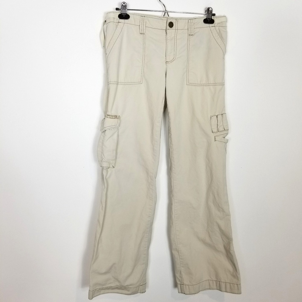 VTG American Eagle Women Buggy Cargo Pants Sz 10‎ Ivory Y2K School